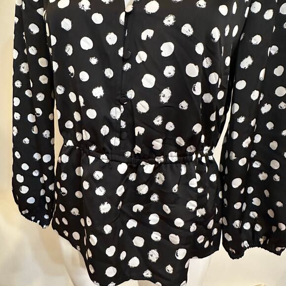 Black Polka Dot J. Crew Blouse sz 8 - Picture 4 of 10
